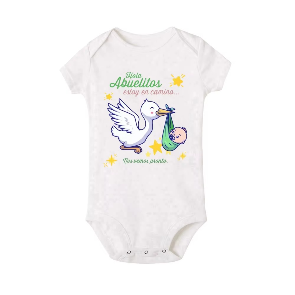 Hello Grandparent Newborn Romper – Pregnancy Announcement Baby Bodysuit – “I’m on My Way, See You Soon” Family Reveal Outfit for Newborn Boys & Girls