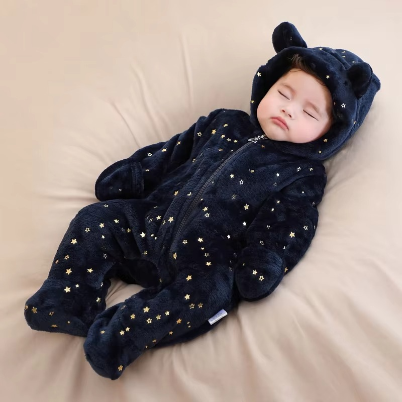 Soft Newborn Baby Flannel Jumpsuit – Warm Autumn Winter Bodysuit Romper – Cartoon Infant Outfit for Baby Boys & Girls (0–12 Months)