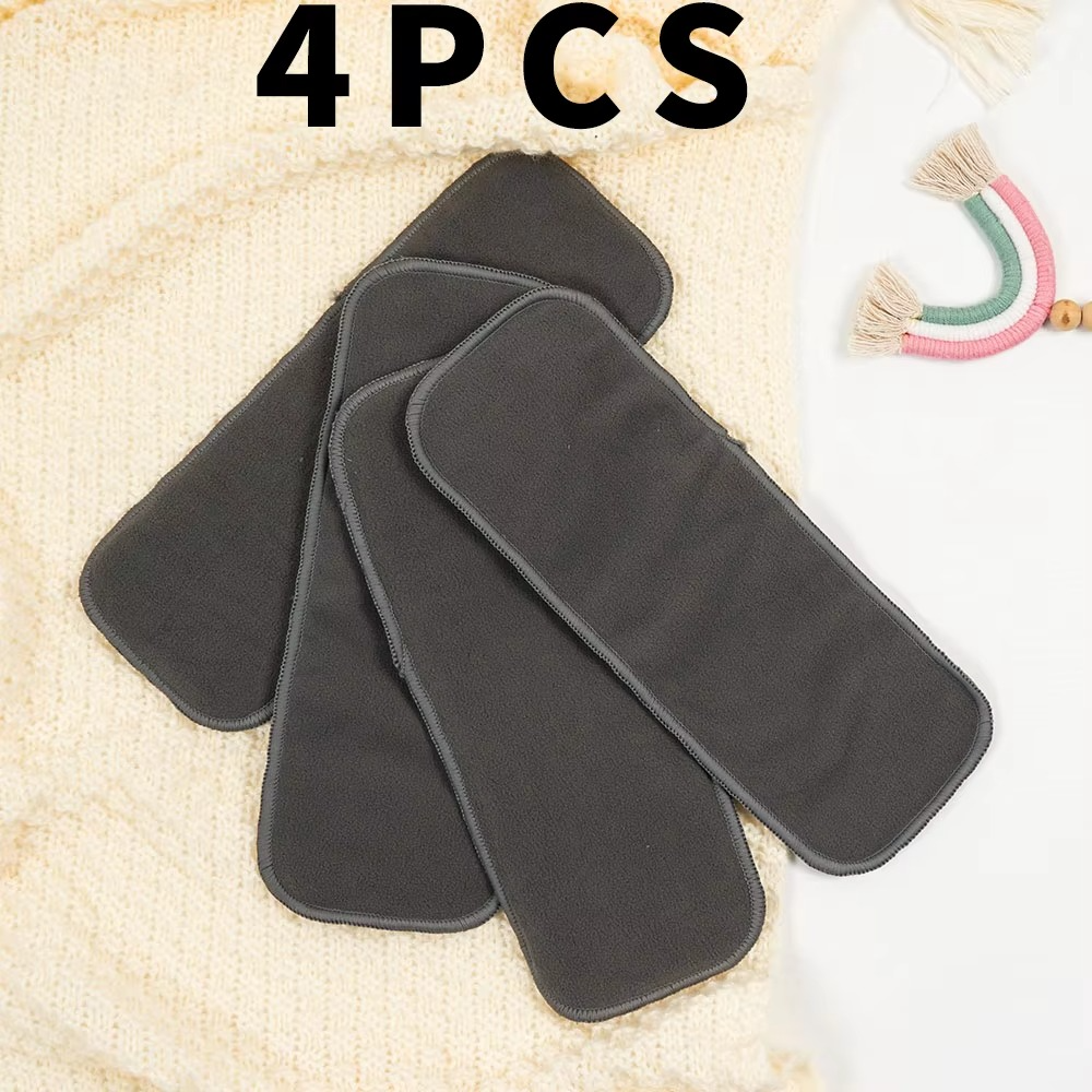 Bamboo Charcoal Cloth Diaper Inserts – 4PCS/5PCS/8PCS/10PCS Reusable Baby Nappy Liners – 4-Layer Absorbent Inserts for Cloth Diapers