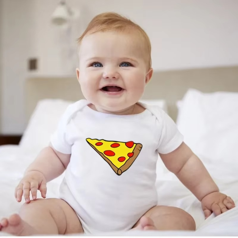 Summer Family Matching Pizza Shirts – Dad Mom Baby Matching T-Shirts – Funny Pizza Print Family Clothes – Father Mother Daughter Son Short Sleeve Matching Outfit