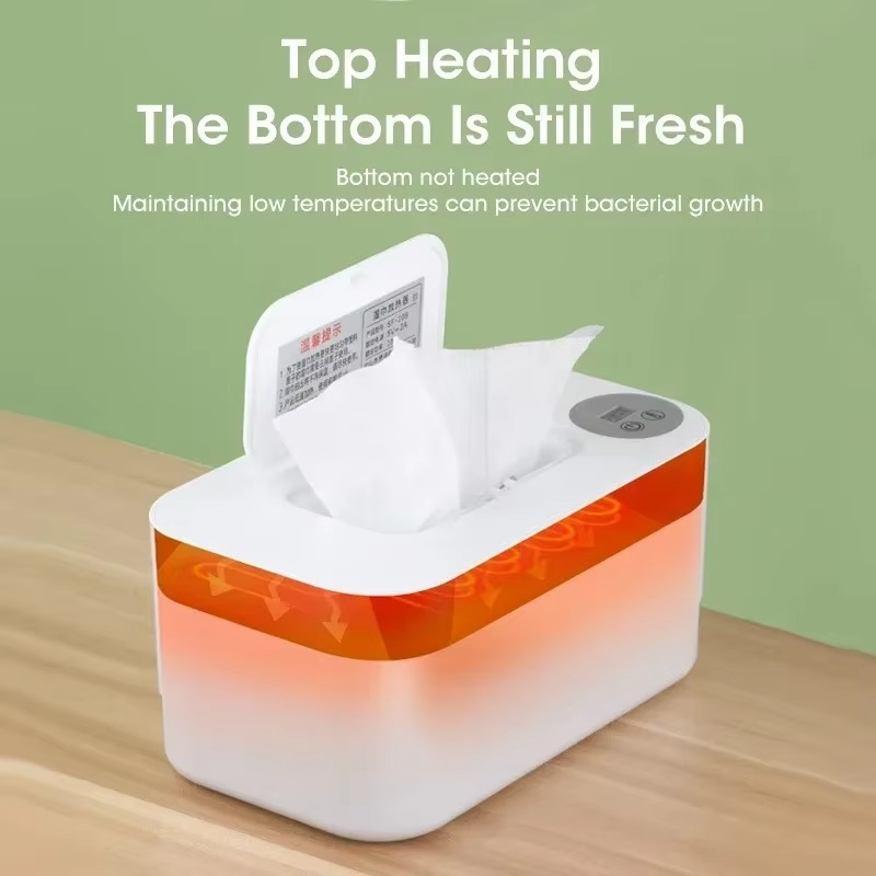 Portable Baby Wipe Warmer – USB Rechargeable Baby Wet Wipe Heater with LED Display – Adjustable Temperature Wipe Heating Box for Home & Travel