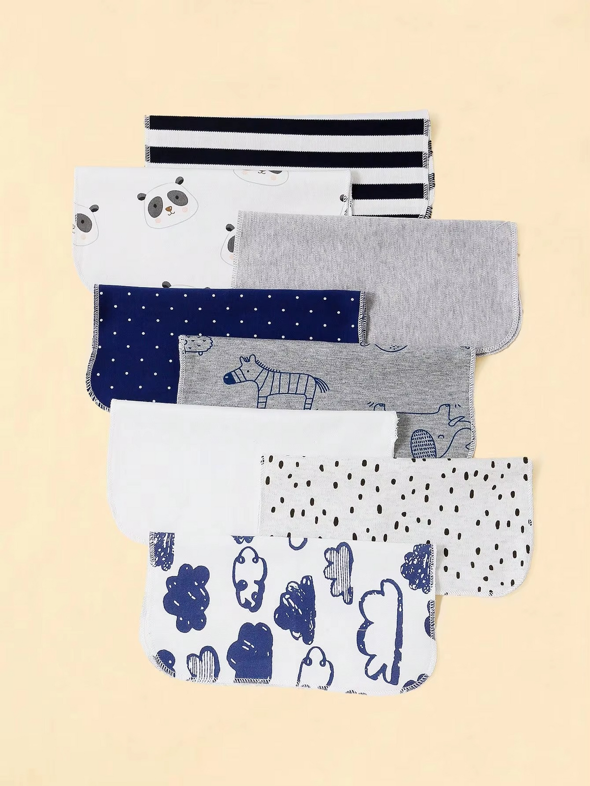 8PCS Baby Cotton Washcloth Set – Soft Square Baby Towels – Newborn Bathing, Feeding & Face Cleaning Cloths for Toddlers