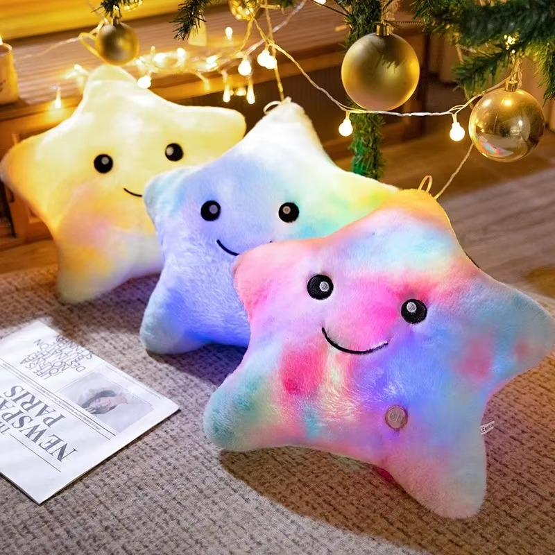 LED Star Plush Toy – Glowing Stuffed Star Pillow – Soft Light-Up Plush Doll for Babies & Kids – Cute Nursery Decor, Sleep Companion & Birthday Gift