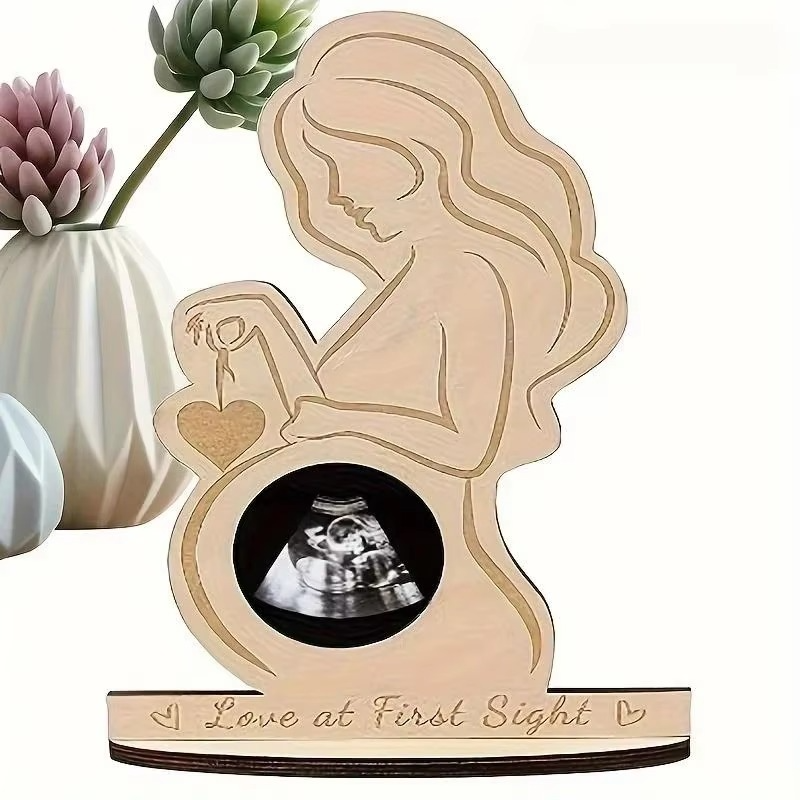 Ultrasound Baby Photo Frame Wooden Sonogram Picture Frame – Pregnancy Keepsake Ornament Gift for Expectant Mother – Baby Announcement Nursery Decor