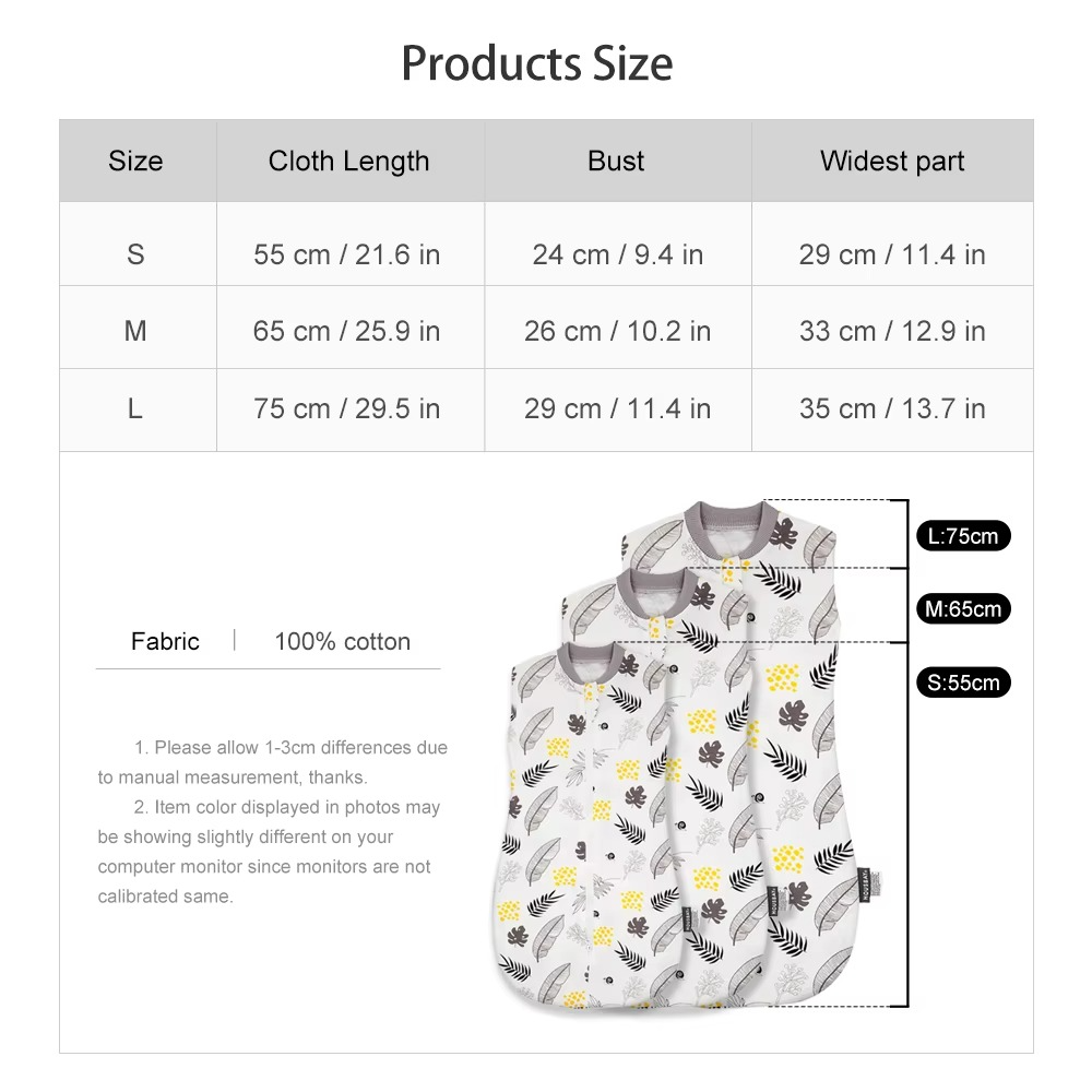 Baby Sleeping Bag for 0–12 Months – 100% Cotton Summer Swaddle Blanket – Soft Newborn Wearable Sleep Sack with 2-Way Zipper for Infants