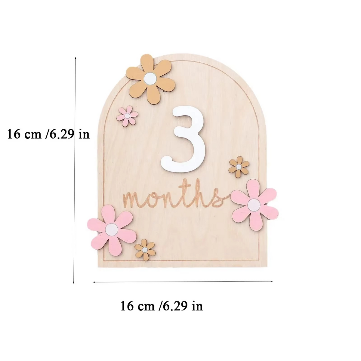 Wooden Baby Monthly Milestone Cards – Double-Sided Flower Milestone Markers 0-12 Months – Newborn Photography Props for Girls & Boys – Baby Shower Keepsake Gift