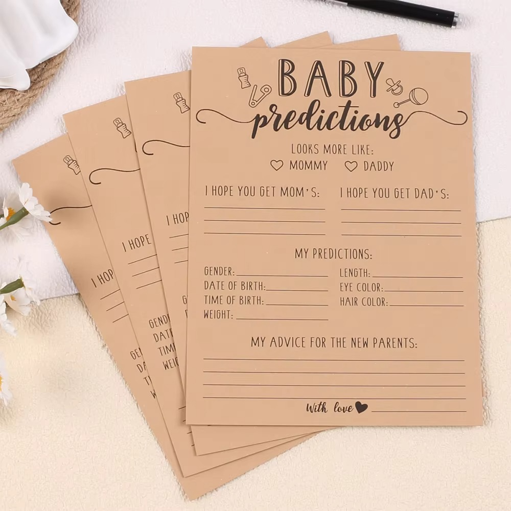30PCS Baby Shower Prediction Cards – Gender Reveal Party Game Cards – Baby Shower Party Supplies for Pregnancy Announcement & Family Celebration