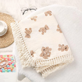 Baby Swaddle Blanket – Pure Cotton Muslin Wrap – Soft Newborn Receiving Blanket with Tassel – Breathable Crib Bedding & Stroller Cover for Infants