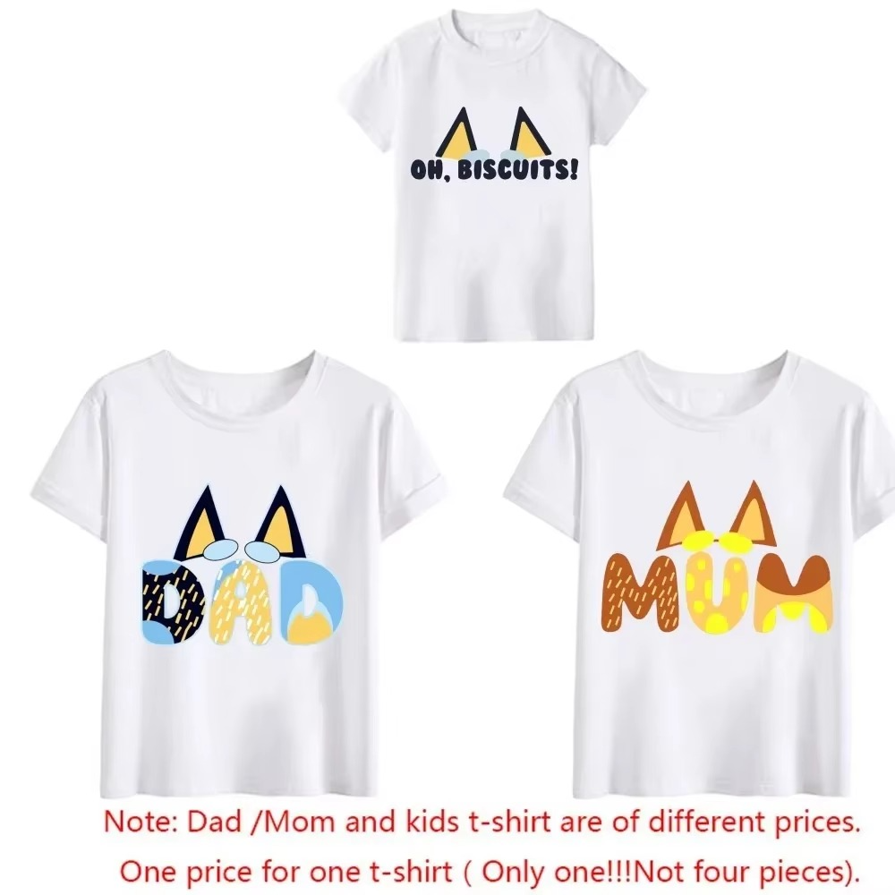Dad Mom and Me Family Matching Shirts – Simple Cartoon Anime Style T-Shirts – Daddy Mommy Father Son Mother Daughter Matching Outfits – Family Party Clothes