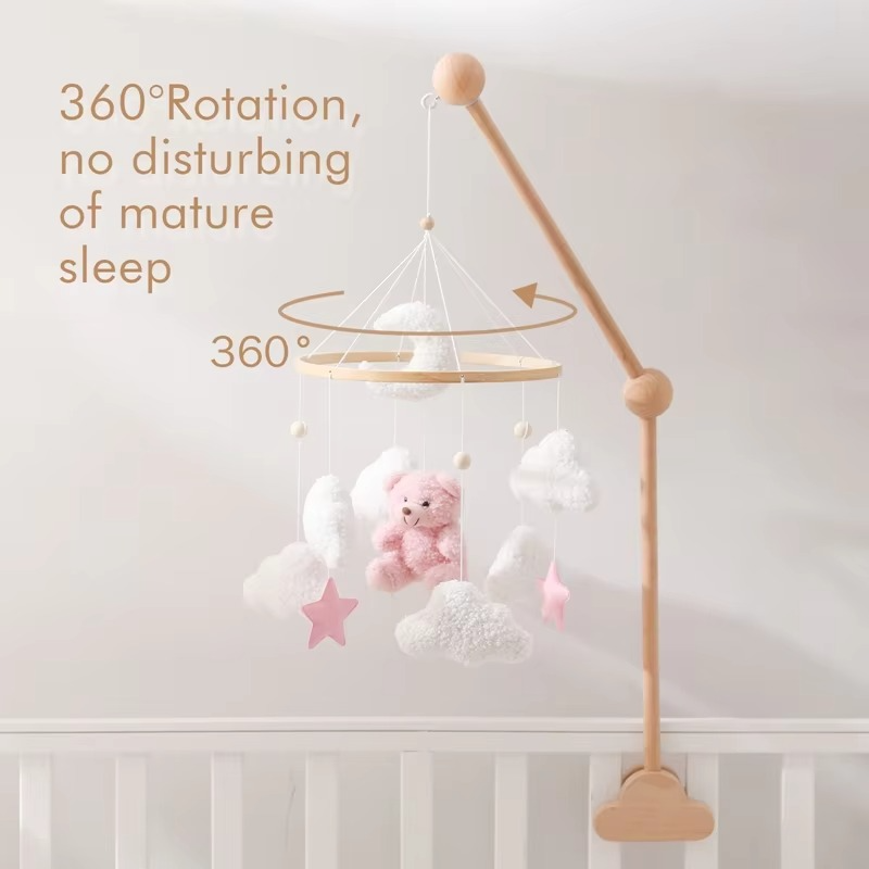 Baby Crib Mobile Rattle Toy 0-12Months Infant Soft Felt mobile Teddy Bear Bed Bell Hanging Toy Holder Bracket Crib Toy Gift