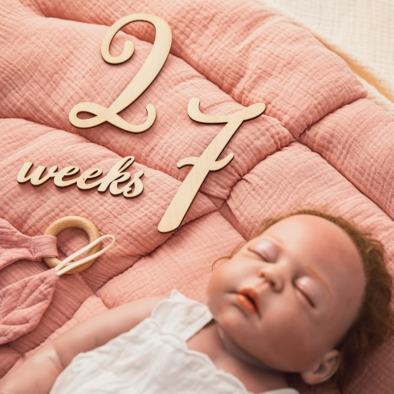 20PCS Wooden Baby Milestone Cards Set – Pregnancy & Baby Growth Milestone Markers – Reversible Monthly Milestone Discs – Newborn Photography Props & Baby Shower Gift