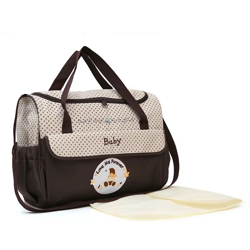 Lightweight Waterproof Mommy Diaper Bag – Large Capacity Cartoon Bear Shoulder Tote – Portable Crossbody Baby Bag for Travel, Nursing & Baby Essentials