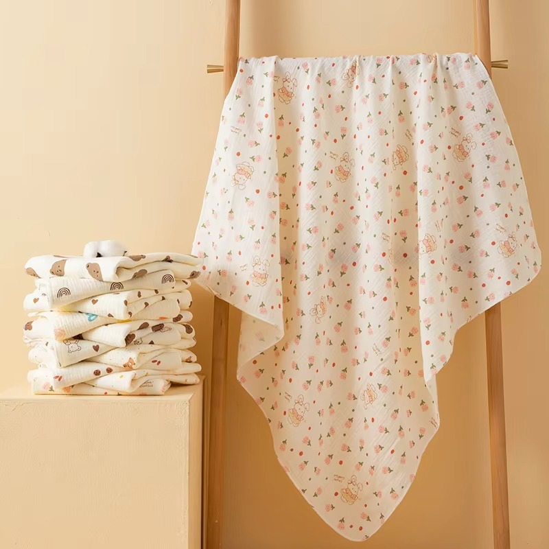 Muslin Gauze Baby Blanket – Soft Printed Newborn Swaddle Blanket – Breathable Baby Wrap, Receiving Blanket, Bath Towel & Infant Bedding for Boys & Girls
