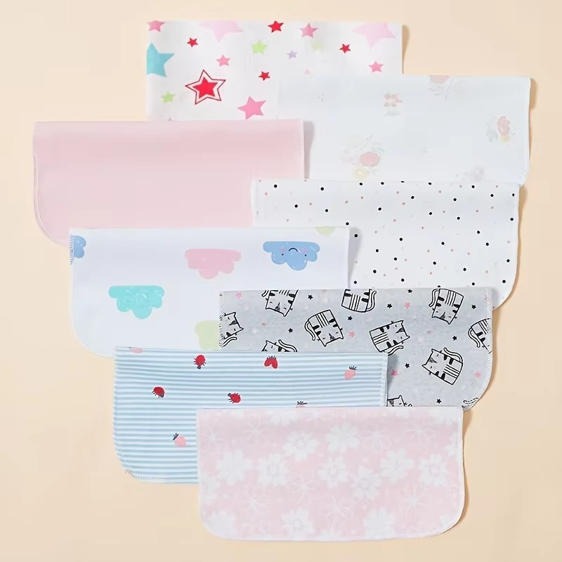 8PCS Baby Cotton Washcloth Set – Soft Square Baby Towels – Newborn Bathing, Feeding & Face Cleaning Cloths for Toddlers