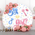 Newborn Gender Reveal Party Backdrop – Boy Or Girl Round Photography Background – Baby Shower Photocall Decor Banner – Photo Studio Props for Pregnancy Announcement