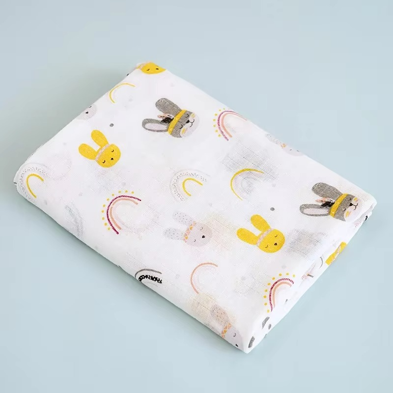 Baby Swaddle Blanket – 2-Layer Cotton Muslin Baby Blanket – Soft Newborn Summer Receiving Blanket, Quick-Dry Bath Towel & Stroller Cover for Infants