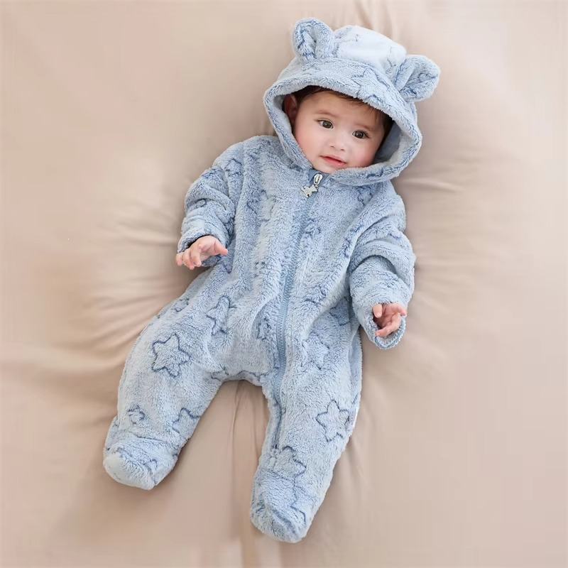 Soft Newborn Baby Flannel Jumpsuit – Warm Autumn Winter Bodysuit Romper – Cartoon Infant Outfit for Baby Boys & Girls (0–12 Months)