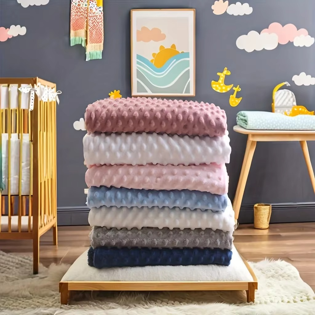 Baby Minky Dot Blanket – Soft 3D Dotted Velvet Baby Blanket – Warm Newborn Stroller, Crib & Receiving Blanket for Infants and Toddlers
