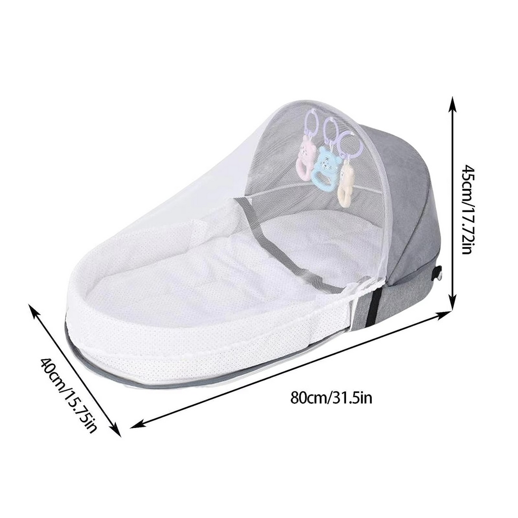 Portable Folding Baby Bed with Mosquito Net & Sun Canopy – Baby Nest Travel Crib – Foldable Infant Bassinet for Home, Travel & Camping