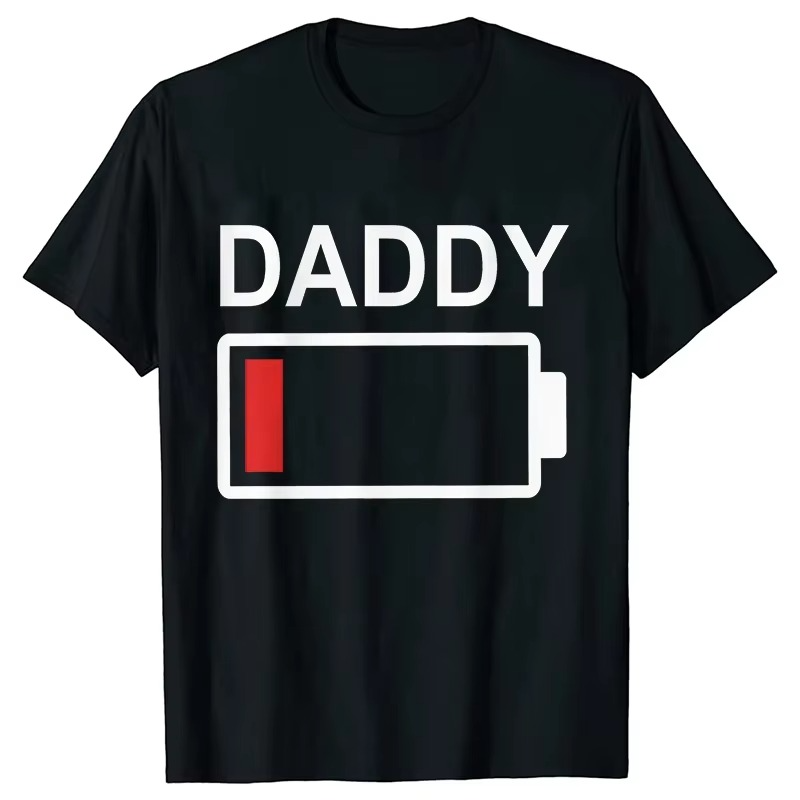 Battery Print Family Matching Shirts – Daddy Mommy Daughter Son Baby Matching T-Shirts – Dad Mom and Me Family Party Clothes – Funny Family Graphic Tees