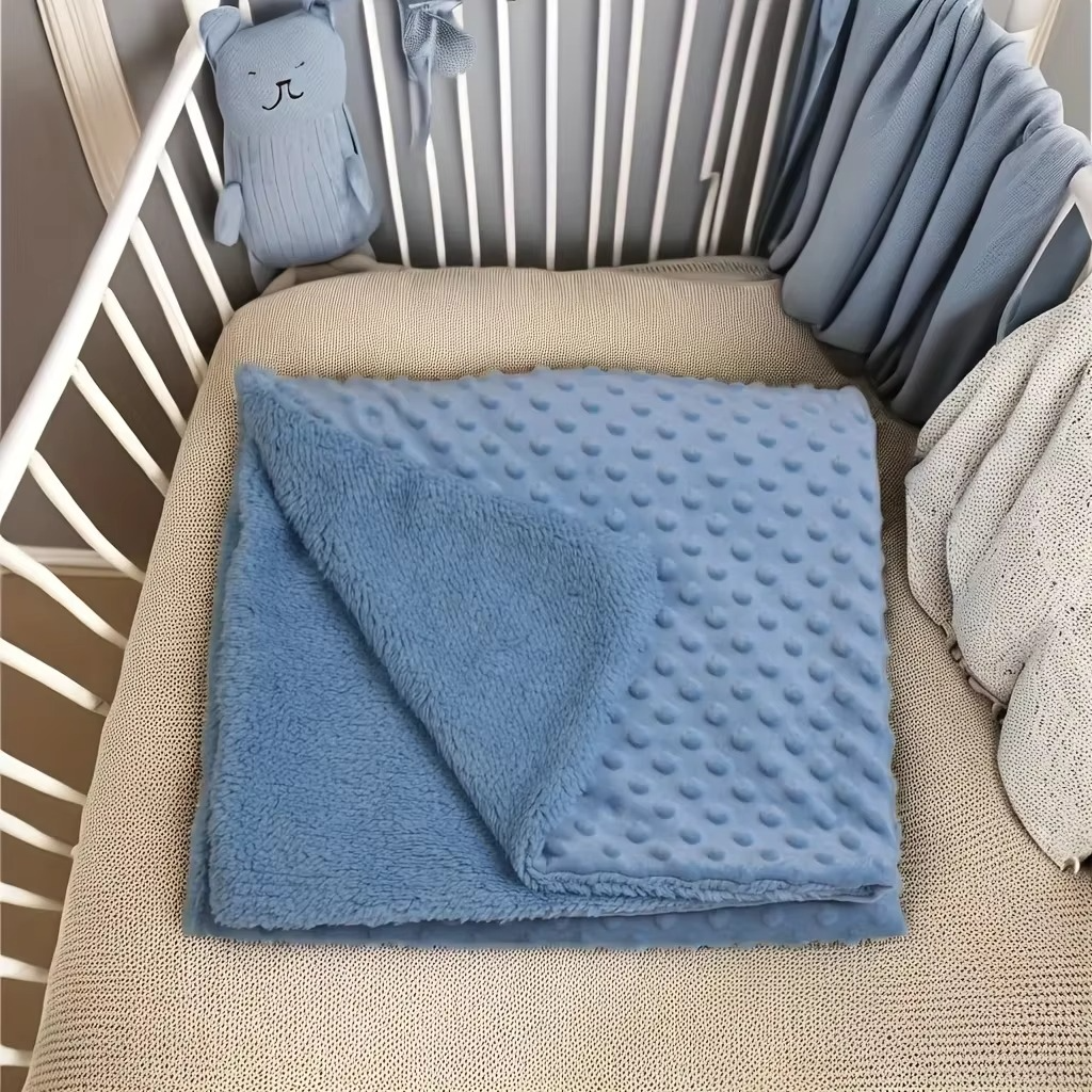 Baby Minky Dot Blanket – Soft 3D Dotted Velvet Baby Blanket – Warm Newborn Stroller, Crib & Receiving Blanket for Infants and Toddlers
