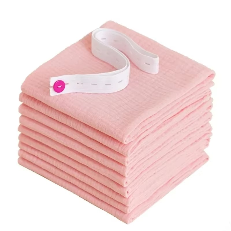 8PCS Cotton Baby Gauze Diapers – Reusable Newborn Cloth Nappies – Soft Double Layer Muslin Washable Baby Towels & Burp Cloths