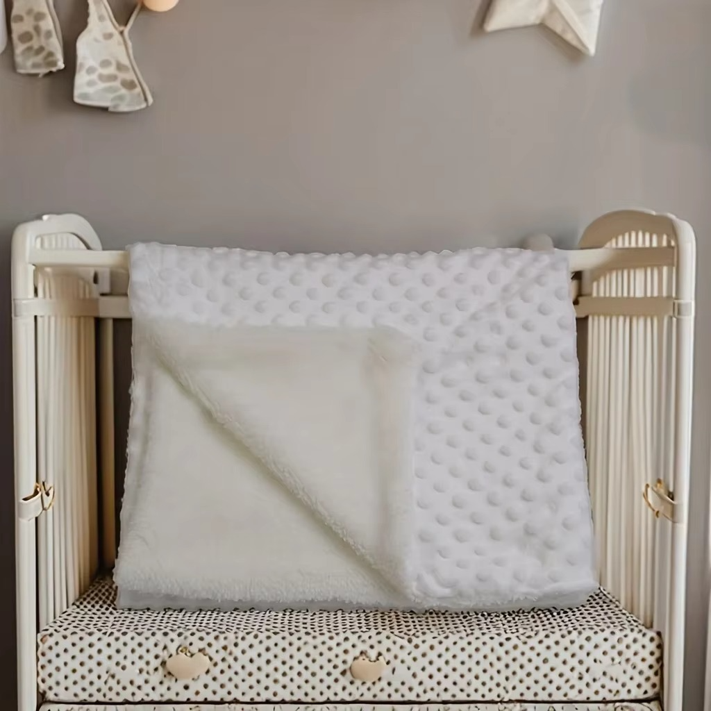 Baby Minky Dot Blanket – Soft 3D Dotted Velvet Baby Blanket – Warm Newborn Stroller, Crib & Receiving Blanket for Infants and Toddlers