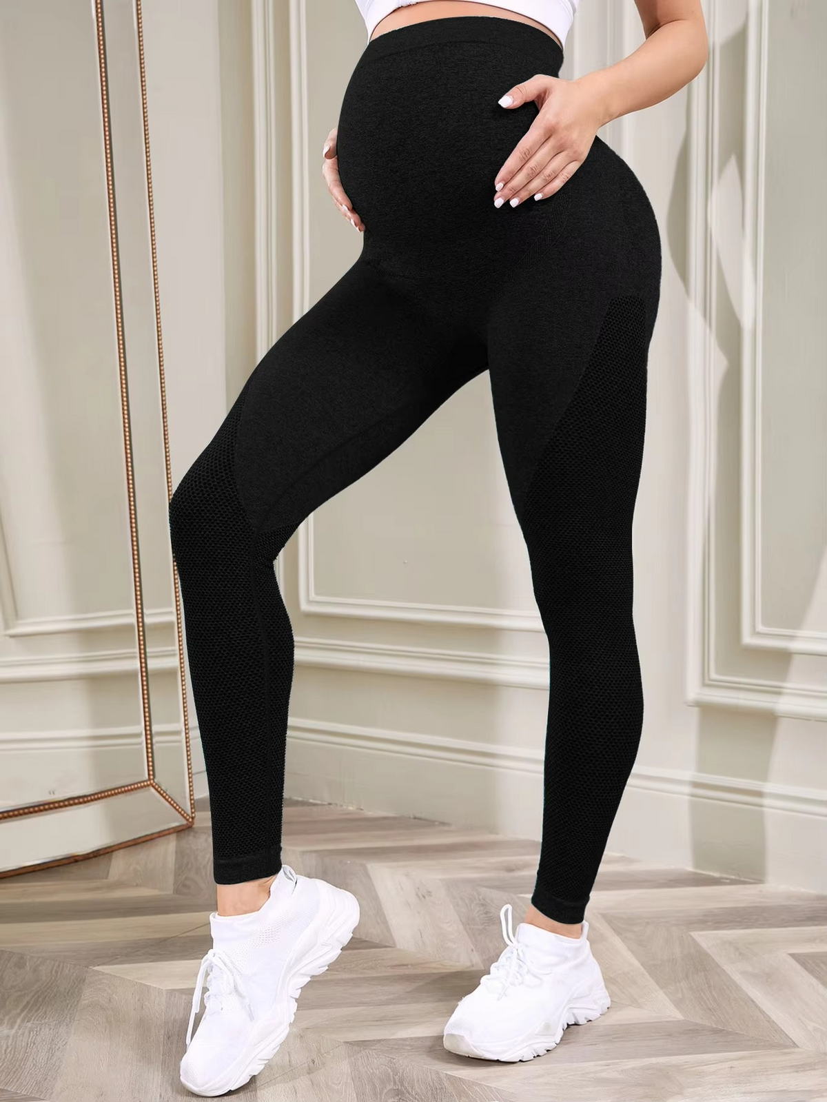 Women's Maternity Leggings Over the Belly – Pregnancy Yoga Pants – High Waist Workout Activewear for Pregnant Women – Stretchy Maternity Leggings