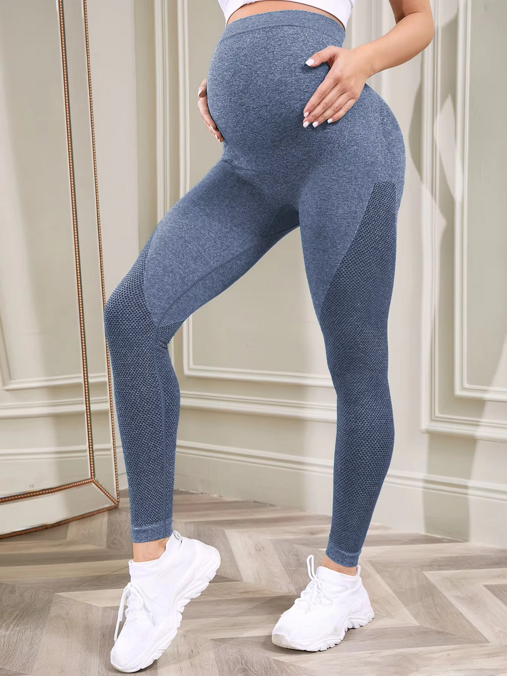 Women's Maternity Leggings Over the Belly – Pregnancy Yoga Pants – High Waist Workout Activewear for Pregnant Women – Stretchy Maternity Leggings