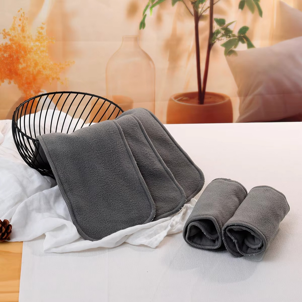 Bamboo Charcoal Cloth Diaper Inserts – 4PCS/5PCS/8PCS/10PCS Reusable Baby Nappy Liners – 4-Layer Absorbent Inserts for Cloth Diapers