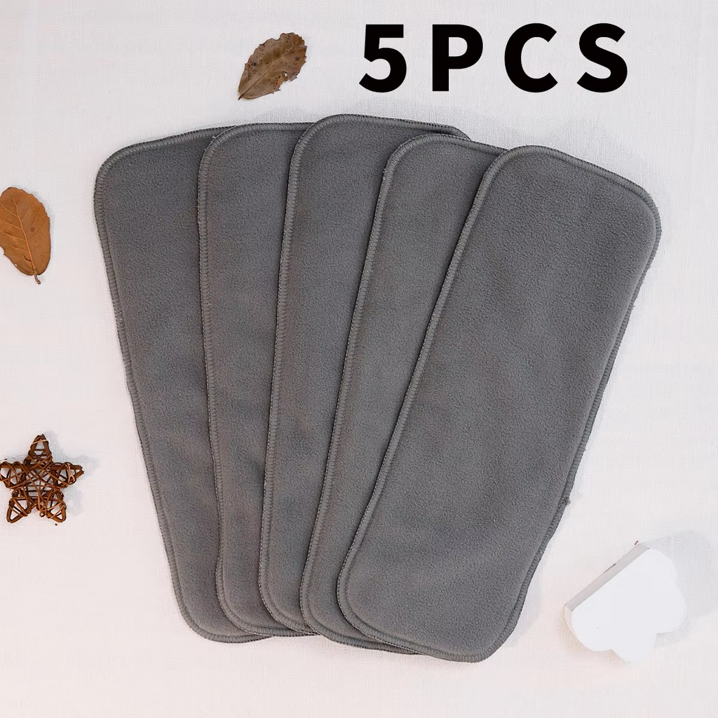 Bamboo Charcoal Cloth Diaper Inserts – 4PCS/5PCS/8PCS/10PCS Reusable Baby Nappy Liners – 4-Layer Absorbent Inserts for Cloth Diapers