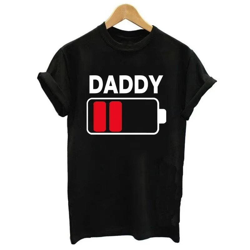Kawaii Battery Print Family Matching Shirts – Daddy Mommy Daughter Son Baby Matching T-Shirts – Cotton Dad Mom and Me Family Outfits – Cute Family Look Tees