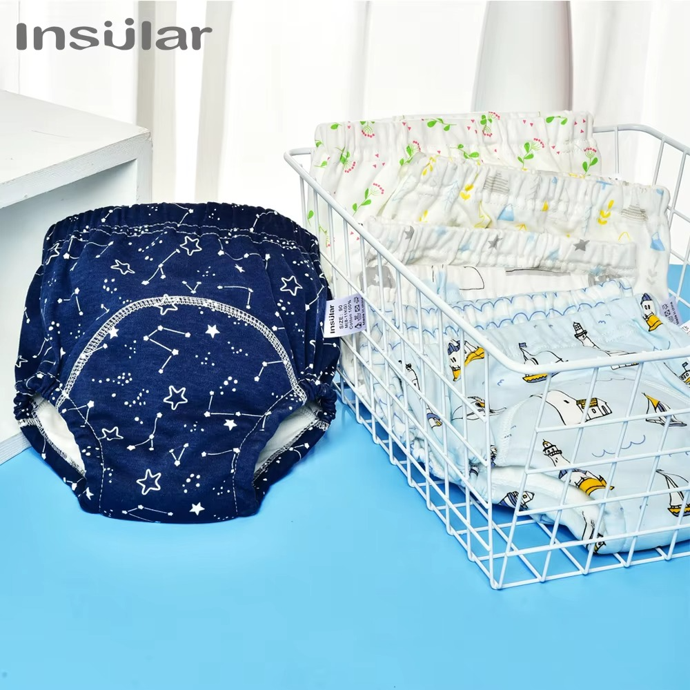 Insular Baby Training Pants Reusable Cotton Cloth Baby Diapers Washable Infants Children Underwear Nappy Changing 2PCs/Box