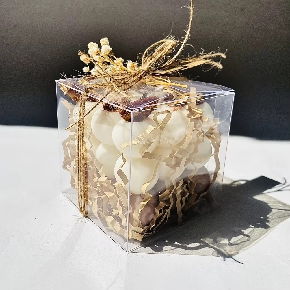 50PCS Transparent Gift Boxes – Clear PVC Favor Boxes 5x5x5cm – Wedding Candy Boxes for Party Favors, Candles, Treats & Gift Packaging