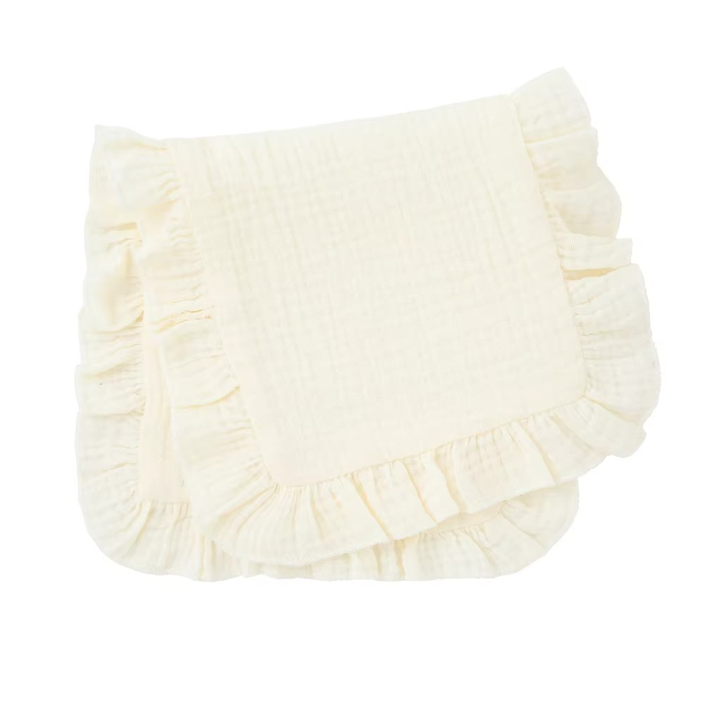 Soft Muslin Cotton Gauze Baby Burp Cloth – Ruffle Shoulder Burping Pad – Absorbent Newborn Burp Cloth for Feeding, Drooling & Spit-Up