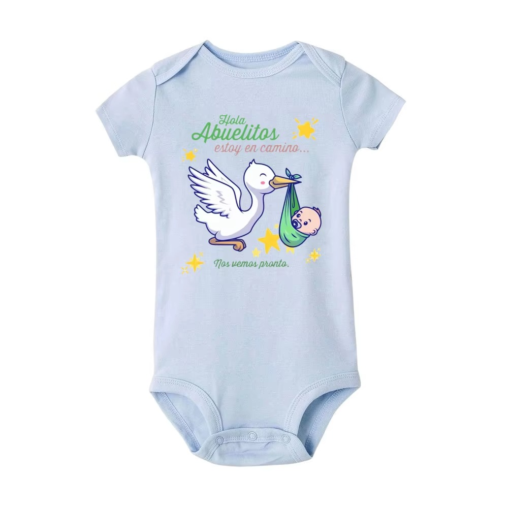 Hello Grandparent Newborn Romper – Pregnancy Announcement Baby Bodysuit – “I’m on My Way, See You Soon” Family Reveal Outfit for Newborn Boys & Girls