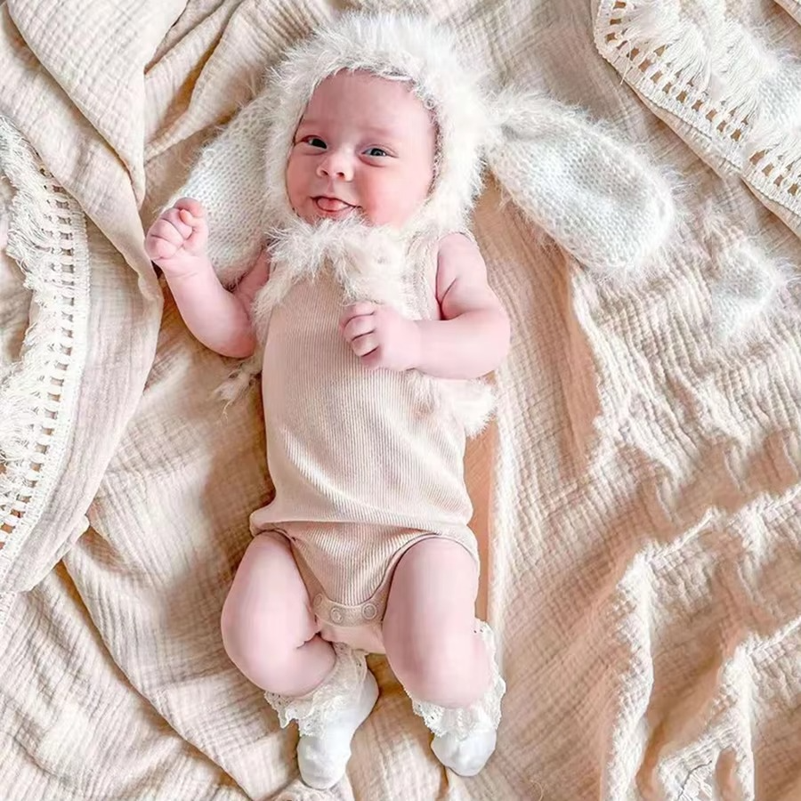 Baby Swaddle Blanket – Pure Cotton Muslin Wrap – Soft Newborn Receiving Blanket with Tassel – Breathable Crib Bedding & Stroller Cover for Infants