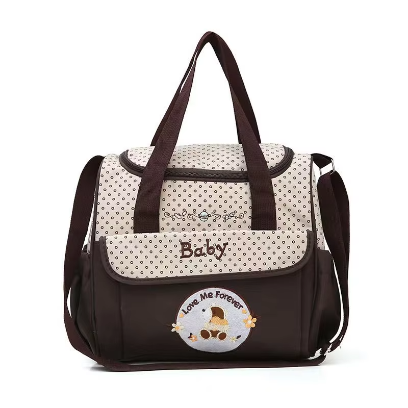 Lightweight Waterproof Mommy Diaper Bag – Large Capacity Cartoon Bear Shoulder Tote – Portable Crossbody Baby Bag for Travel, Nursing & Baby Essentials
