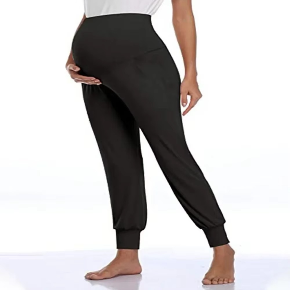 Spring Maternity Casual Pants for Women – High Waist Stretch Pregnancy Joggers with Pockets – Comfortable Lounge Trousers for Pregnant Women