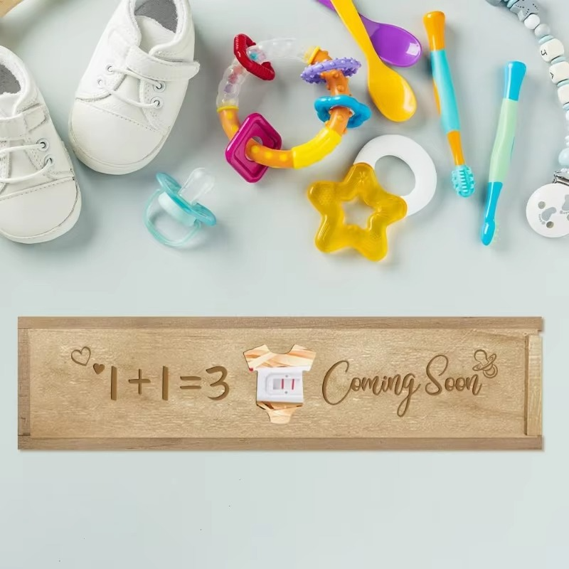 1PC Pregnancy Announcement Wooden Keepsake Box – Pregnancy Test Reveal Box with Slide Cover – Surprise Baby Announcement Gift for Dad, Grandparents & Family