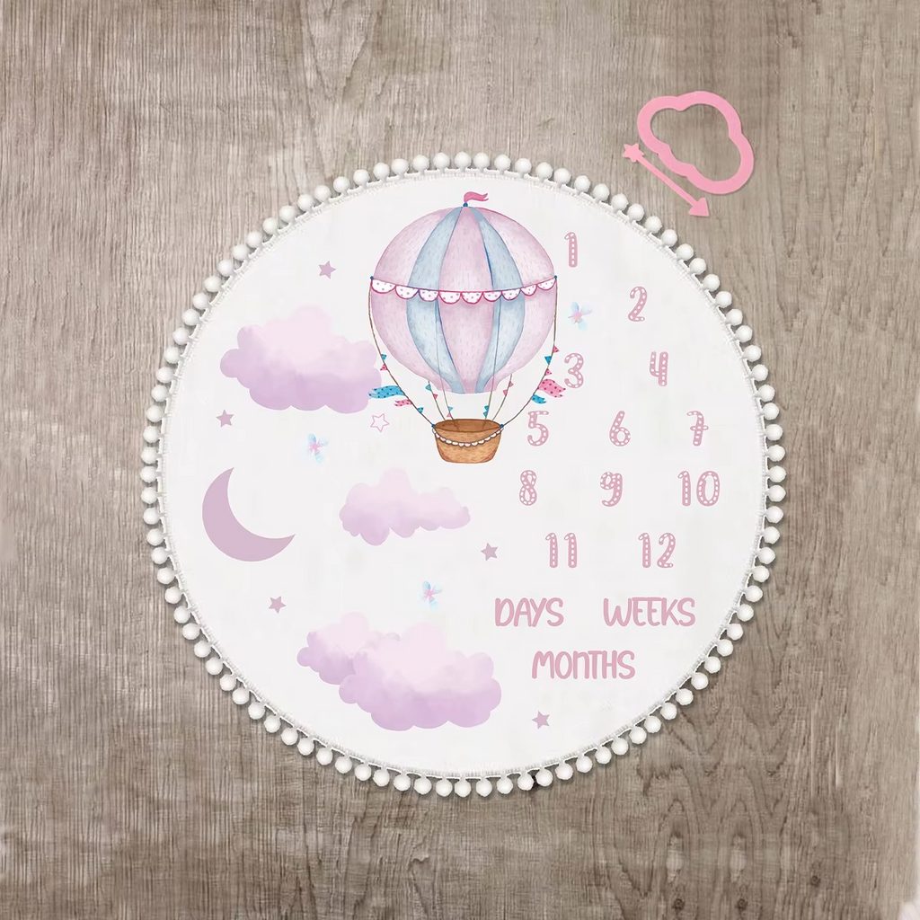 Flannel Baby Month Milestone Blanket – First Year Monthly Growth Photo Blanket – Newborn Photography Backdrop & Calendar – Baby Shower Keepsake Gift