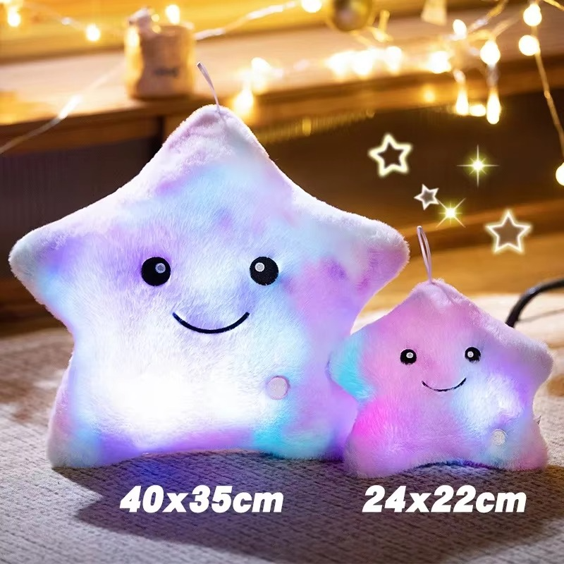 LED Star Plush Toy – Glowing Stuffed Star Pillow – Soft Light-Up Plush Doll for Babies & Kids – Cute Nursery Decor, Sleep Companion & Birthday Gift