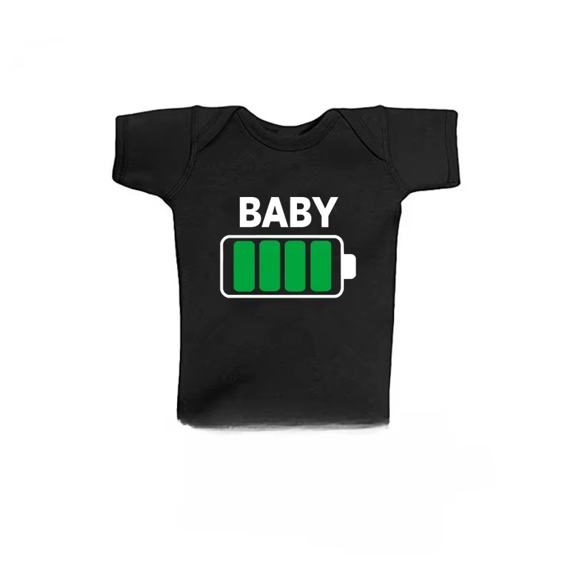 Kawaii Battery Print Family Matching Shirts – Daddy Mommy Daughter Son Baby Matching T-Shirts – Cotton Dad Mom and Me Family Outfits – Cute Family Look Tees