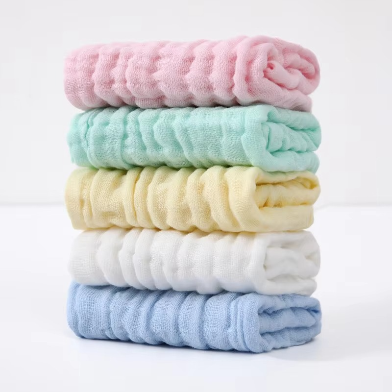 3PCS/5PCS Plain Cotton Gauze Small Square Towels – Soft Baby Face Cloths, Washcloths & Burp Towels for Newborns & Toddlers