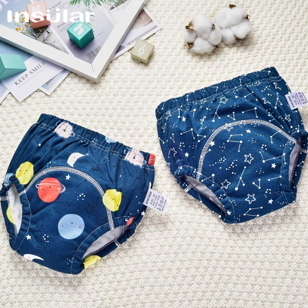 Insular Baby Training Pants Reusable Cotton Cloth Baby Diapers Washable Infants Children Underwear Nappy Changing 2PCs/Box