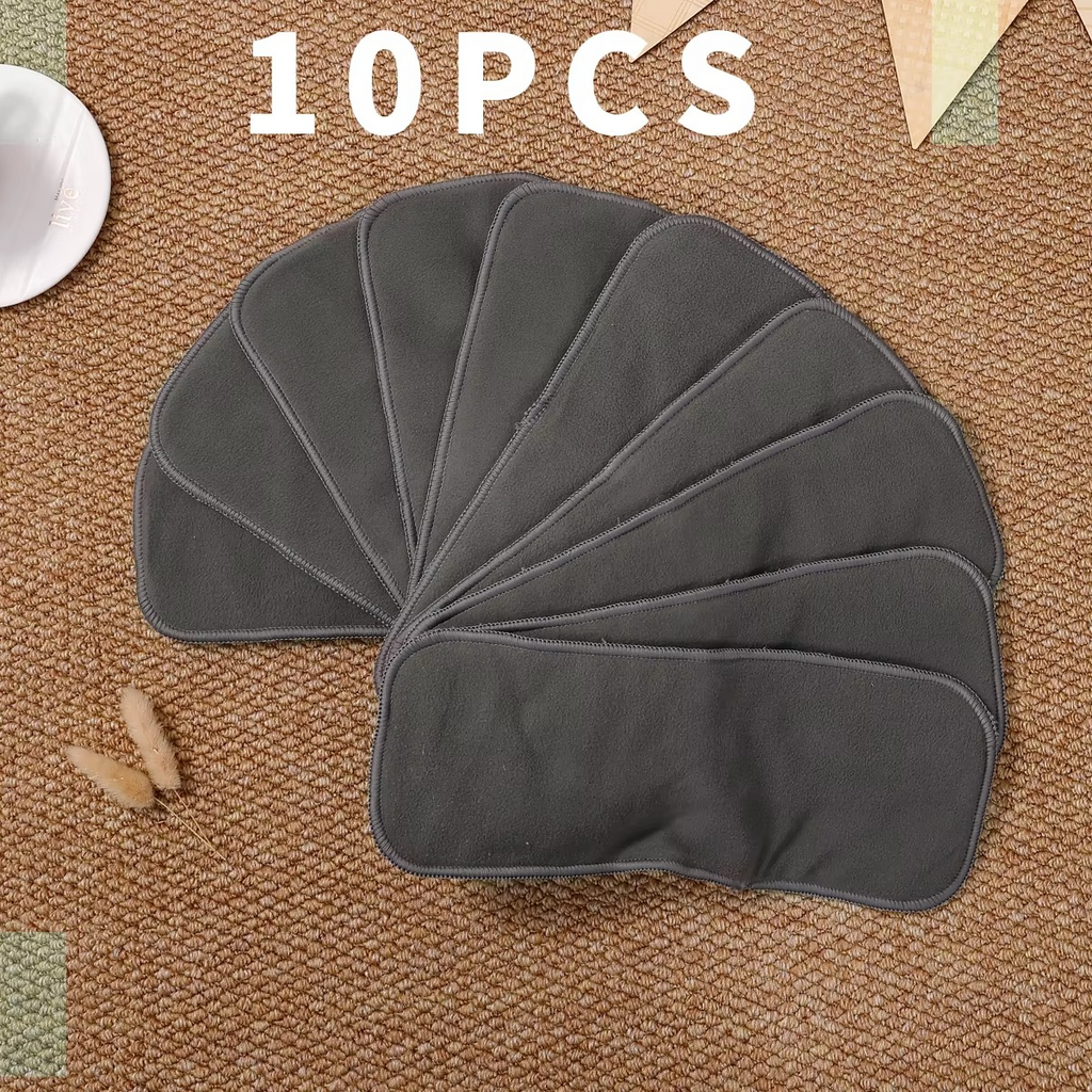 Bamboo Charcoal Cloth Diaper Inserts – 4PCS/5PCS/8PCS/10PCS Reusable Baby Nappy Liners – 4-Layer Absorbent Inserts for Cloth Diapers