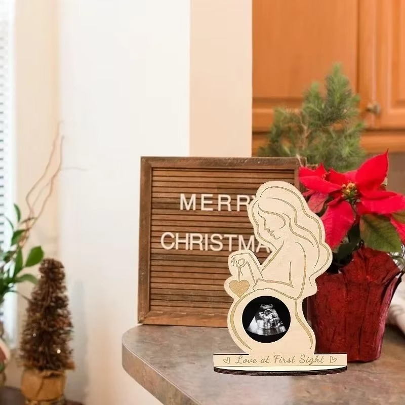 Ultrasound Baby Photo Frame Wooden Sonogram Picture Frame – Pregnancy Keepsake Ornament Gift for Expectant Mother – Baby Announcement Nursery Decor