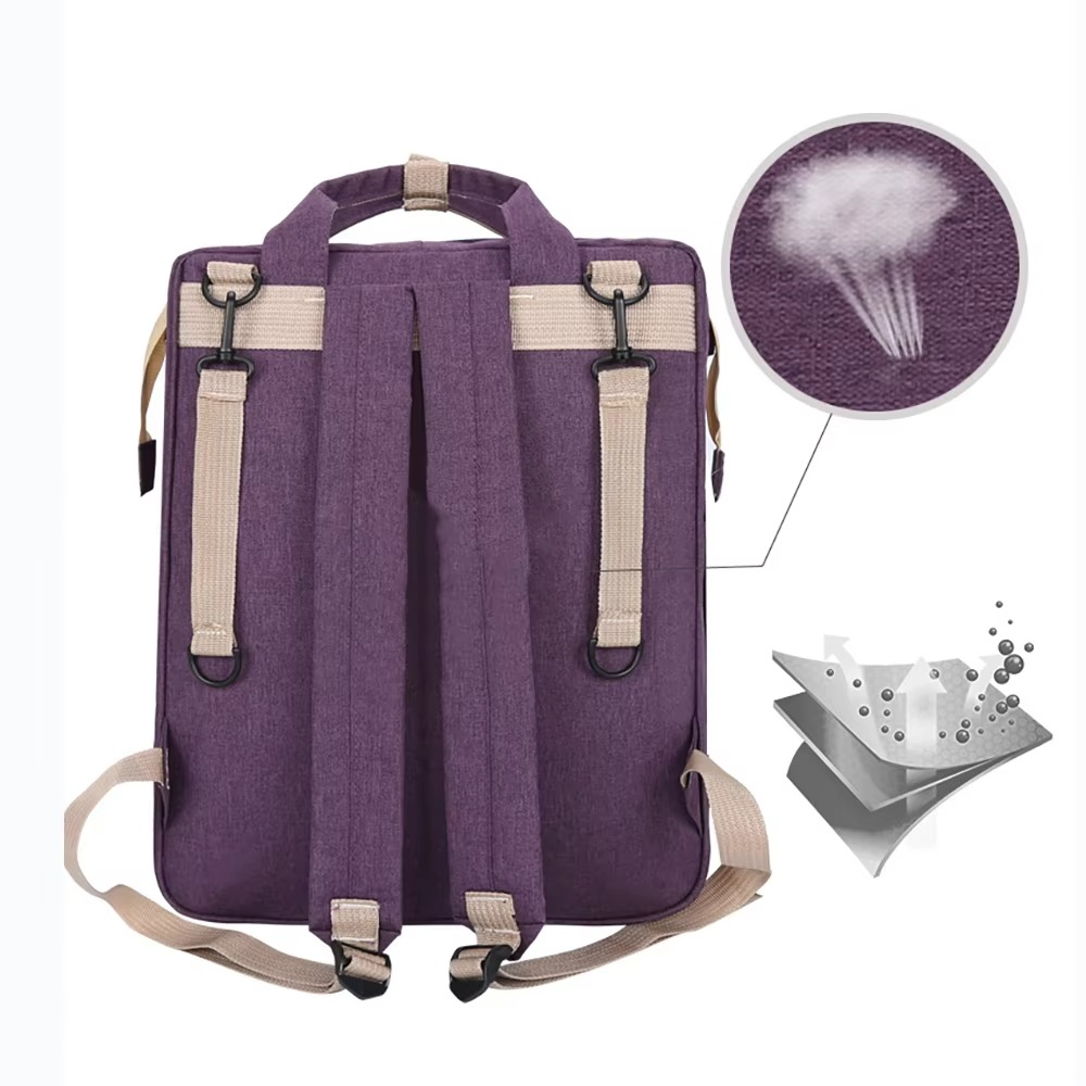Foldable Baby Bed Diaper Bag Backpack – Multifunction Mommy Bag with Changing Station, Insulated Bottle Pockets & Large Capacity Storage – Double Shoulder Travel Nappy Backpack
