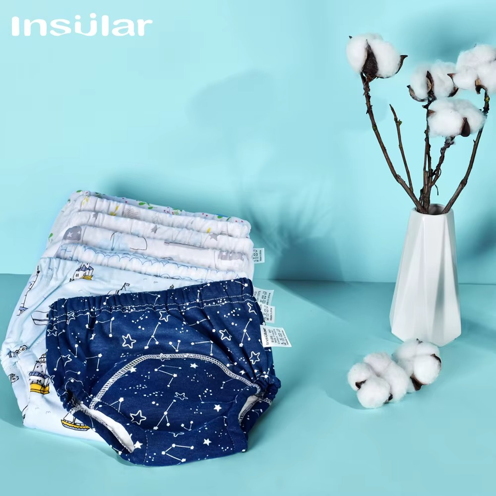Insular Baby Training Pants Reusable Cotton Cloth Baby Diapers Washable Infants Children Underwear Nappy Changing 2PCs/Box