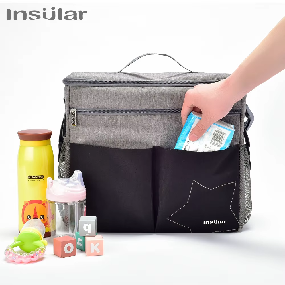 Insulated Mommy Diaper Bag Backpack – Large Capacity Baby Nappy Bag with Anti-Loss Zipper – Travel Maternity Nursing Backpack for Moms